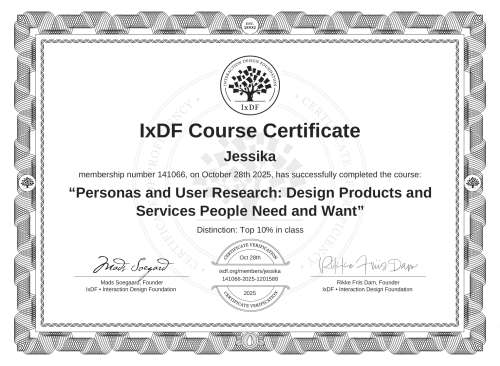 Personas and User Research: Design Products and Services People Need and Want certificate