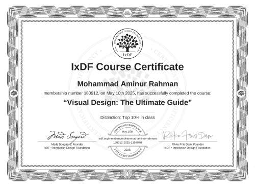 Visual Design: The Ultimate Guide certificate