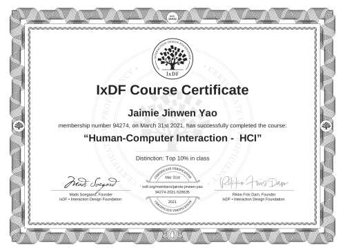 Human-Computer Interaction -  HCI certificate
