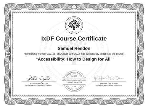 Accessibility: How to Design for All certificate