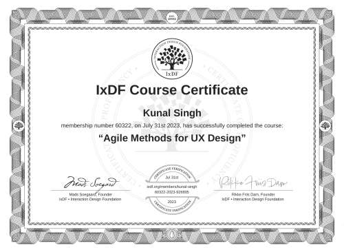Agile Methods for UX Design certificate