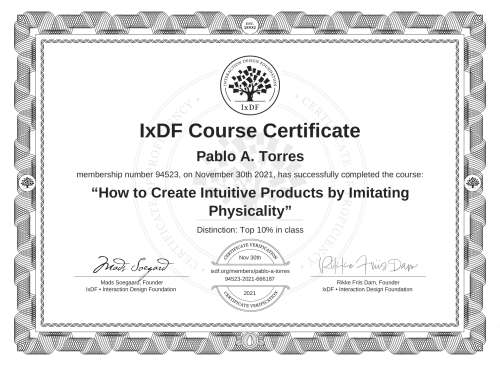 How to Create Intuitive Products by Imitating Physicality certificate