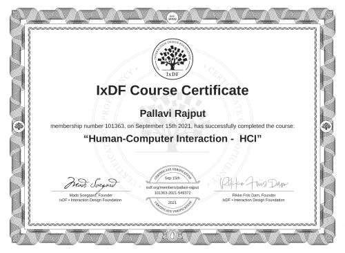 Human-Computer Interaction -  HCI certificate