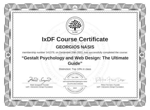 Gestalt Psychology and Web Design: The Ultimate Guide certificate