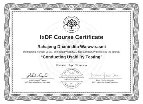 Conducting Usability Testing certificate