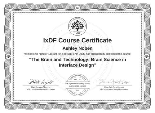 The Brain and Technology: Brain Science in Interface Design certificate
