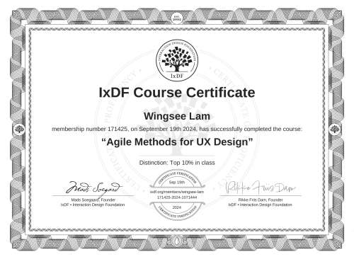 Agile Methods for UX Design certificate