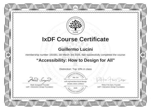 Accessibility: How to Design for All certificate