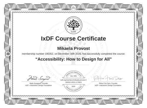Accessibility: How to Design for All certificate