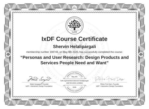Personas and User Research: Design Products and Services People Need and Want certificate