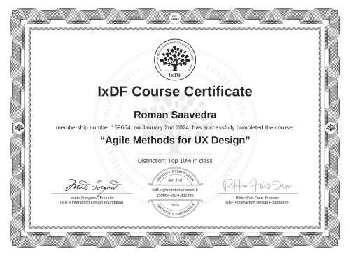 Agile Methods for UX Design certificate