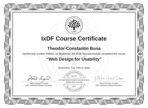 Web Design for Usability certificate