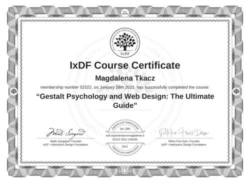 Gestalt Psychology and Web Design: The Ultimate Guide certificate