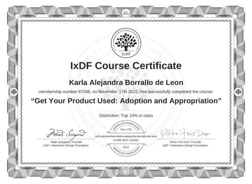 Get Your Product Used: Adoption and Appropriation certificate