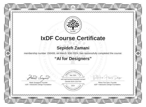 AI for Designers certificate