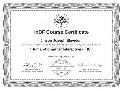 Human-Computer Interaction -  HCI certificate