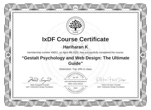 Gestalt Psychology and Web Design: The Ultimate Guide certificate