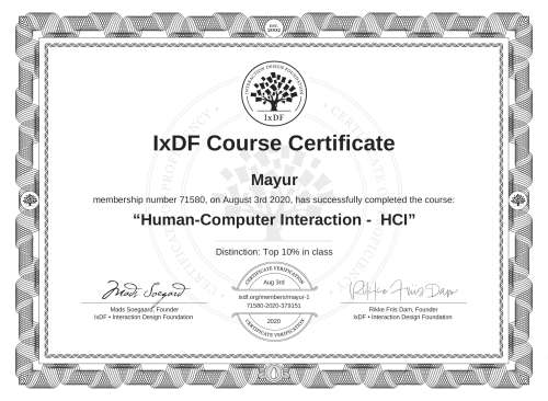 Human-Computer Interaction -  HCI certificate