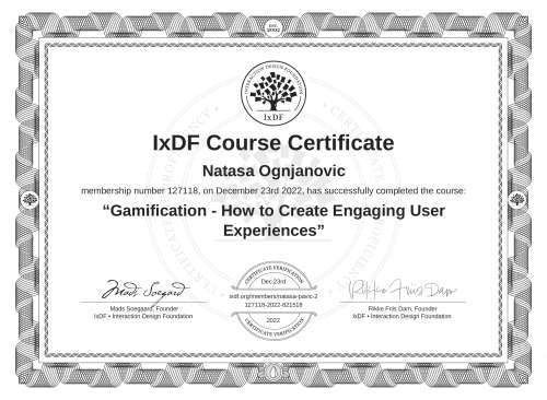 Gamification - How to Create Engaging User Experiences certificate