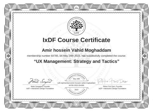 UX Management: Strategy and Tactics certificate