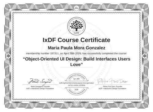 Object-Oriented UI Design: Build Interfaces Users Love certificate