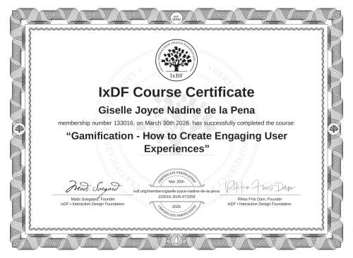 Gamification - How to Create Engaging User Experiences certificate