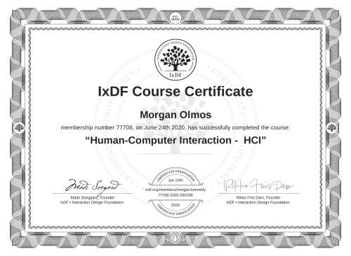 Human-Computer Interaction -  HCI certificate
