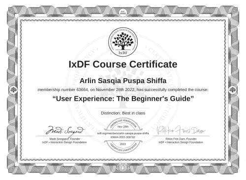 User Experience: The Beginner's Guide certificate