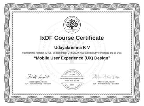 Mobile User Experience (UX) Design certificate