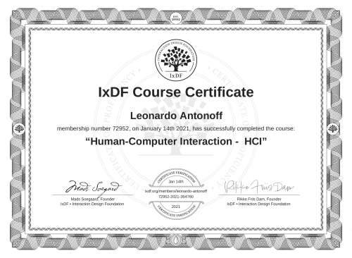 Human-Computer Interaction -  HCI certificate