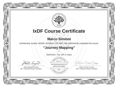 Journey Mapping certificate
