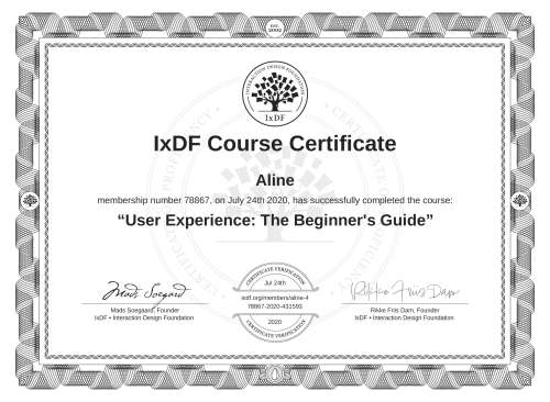 User Experience: The Beginner's Guide certificate
