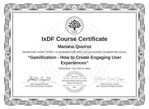 Gamification - How to Create Engaging User Experiences certificate