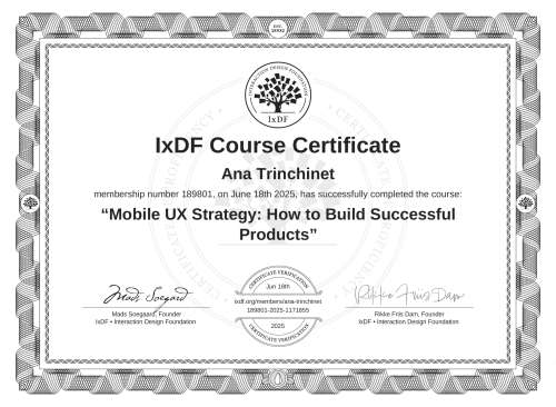 Mobile UX Strategy: How to Build Successful Products certificate