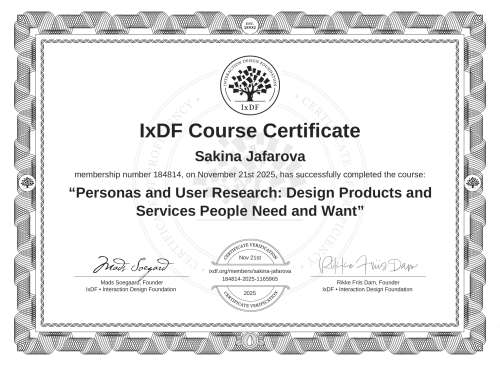 Personas and User Research: Design Products and Services People Need and Want certificate