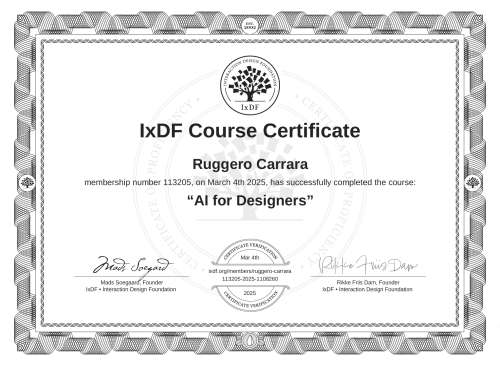 AI for Designers certificate