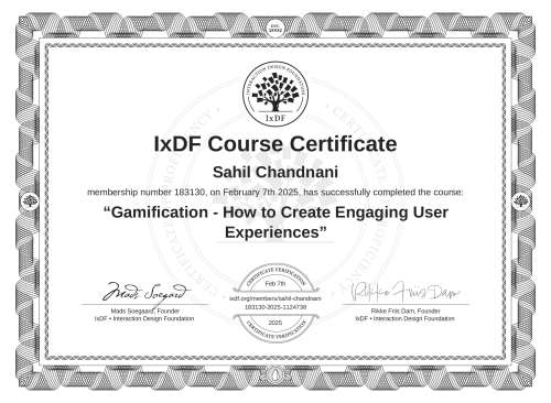 Gamification - How to Create Engaging User Experiences certificate