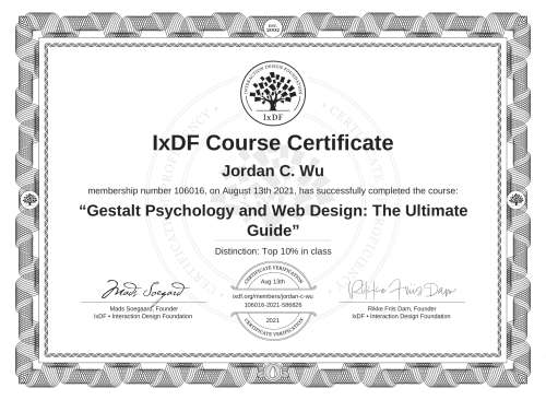 Gestalt Psychology and Web Design: The Ultimate Guide certificate