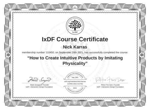 How to Create Intuitive Products by Imitating Physicality certificate