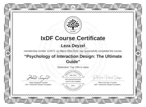 Psychology of Interaction Design: The Ultimate Guide certificate