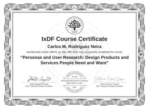 Personas and User Research: Design Products and Services People Need and Want certificate