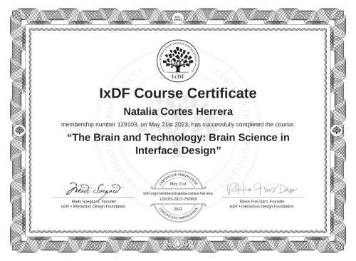 The Brain and Technology: Brain Science in Interface Design certificate