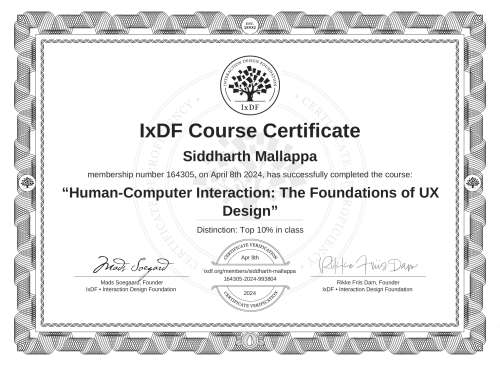 Human-Computer Interaction: The Foundations of UX Design certificate