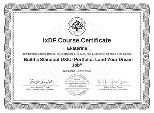 Build a Standout UX/UI Portfolio: Land Your Dream Job certificate