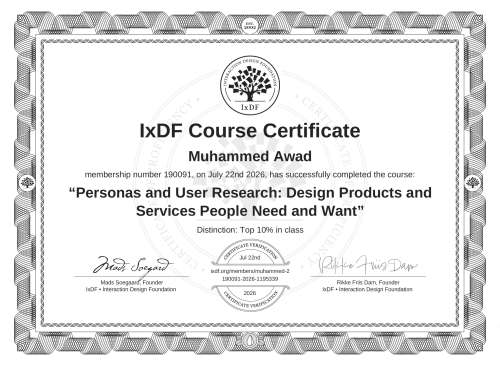 Personas and User Research: Design Products and Services People Need and Want certificate