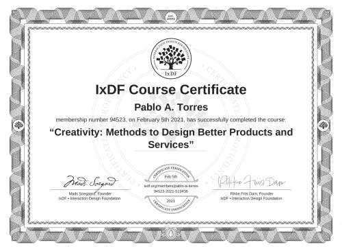 Creativity: Methods to Design Better Products and Services certificate