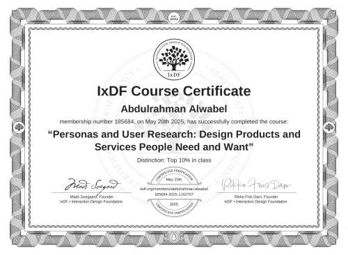 Personas and User Research: Design Products and Services People Need and Want certificate