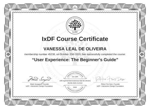 User Experience: The Beginner's Guide certificate