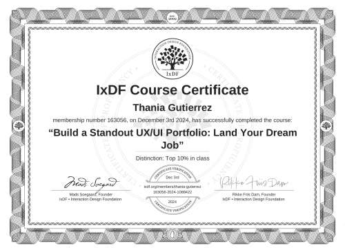 Build a Standout UX/UI Portfolio: Land Your Dream Job certificate