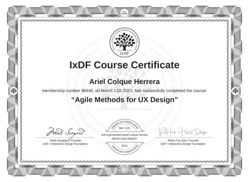 Agile Methods for UX Design certificate